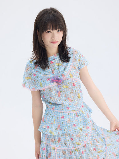 Bunny Lace Asymmetrical Skirt Set【s0000017690】