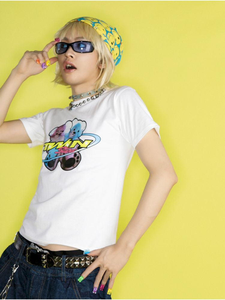 Dopamine Street Positive Shoulder T-Shirt【s0000012462】