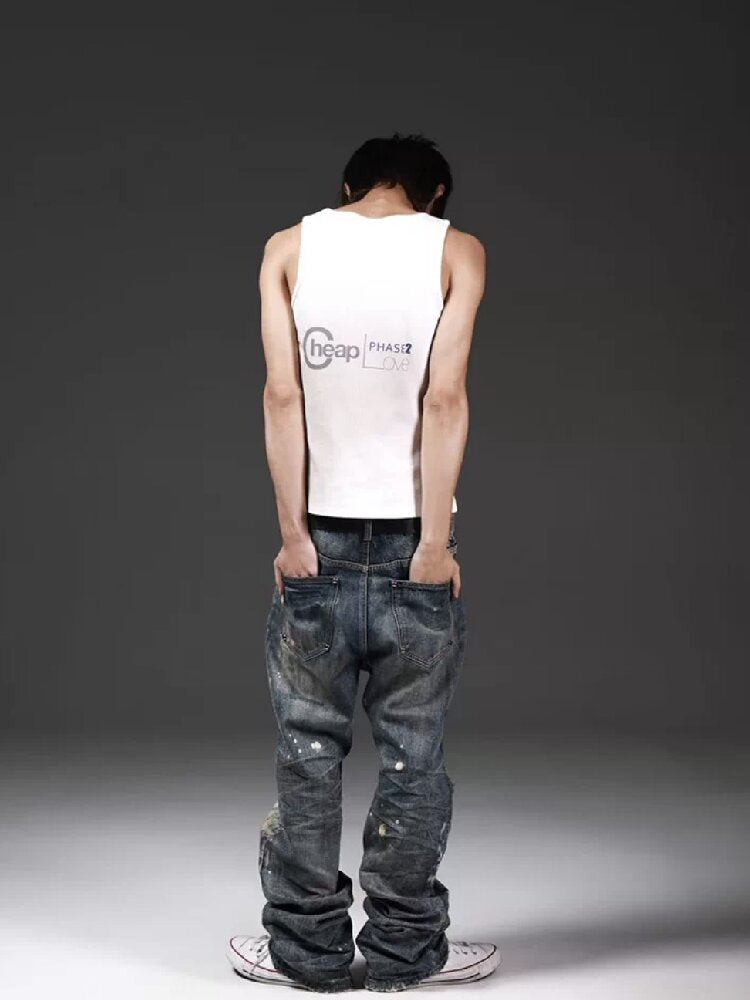 Distressed Irregular Rivet U-Vest【s0000018267】
