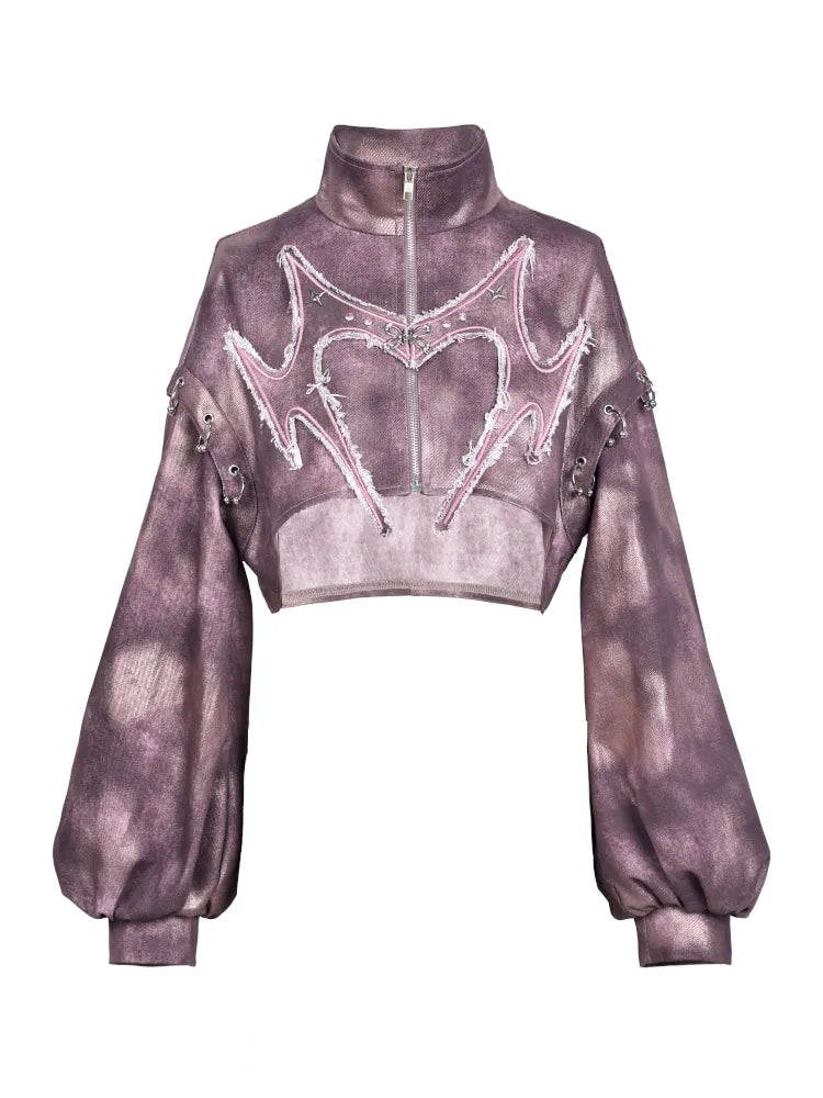 Embroidered Rivet Girl Punk Style Niche Short Denim Jacket【s0000014029】