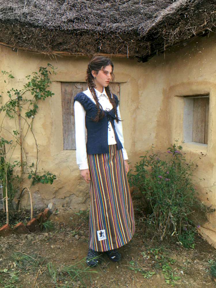 Blue Plaid Polka Dot Long Shirt【s0000014902】