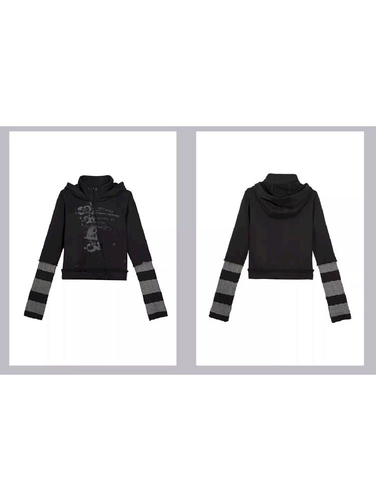 CROOKED ZIPPER HOODED SWEATSHIRT [S0000010765]