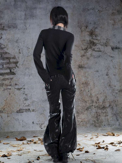 V-Neck Pullover Long-Sleeve Knit Top【s0000014492】