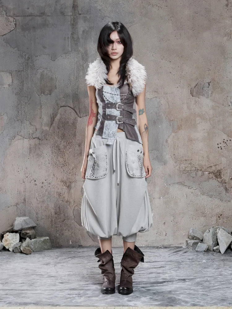 Cropped Wide-Leg Pocket Skirt【s0000014137】