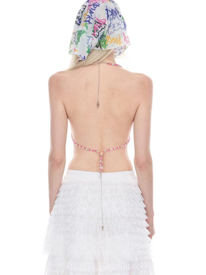 Rock ‘n’ roll sexy babe Y2K strapless top【s0000012975】