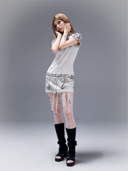 POLO NECK COLLISION COLOR SLEEVE TOP [S0000008468]