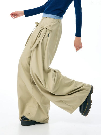 Soft Bow Drape Casual Wide Pants【s0000017874】