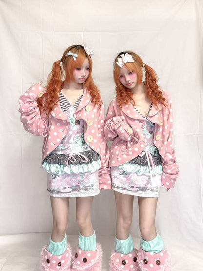 Wooden Button Polka Dot Jacket【s0000015201】