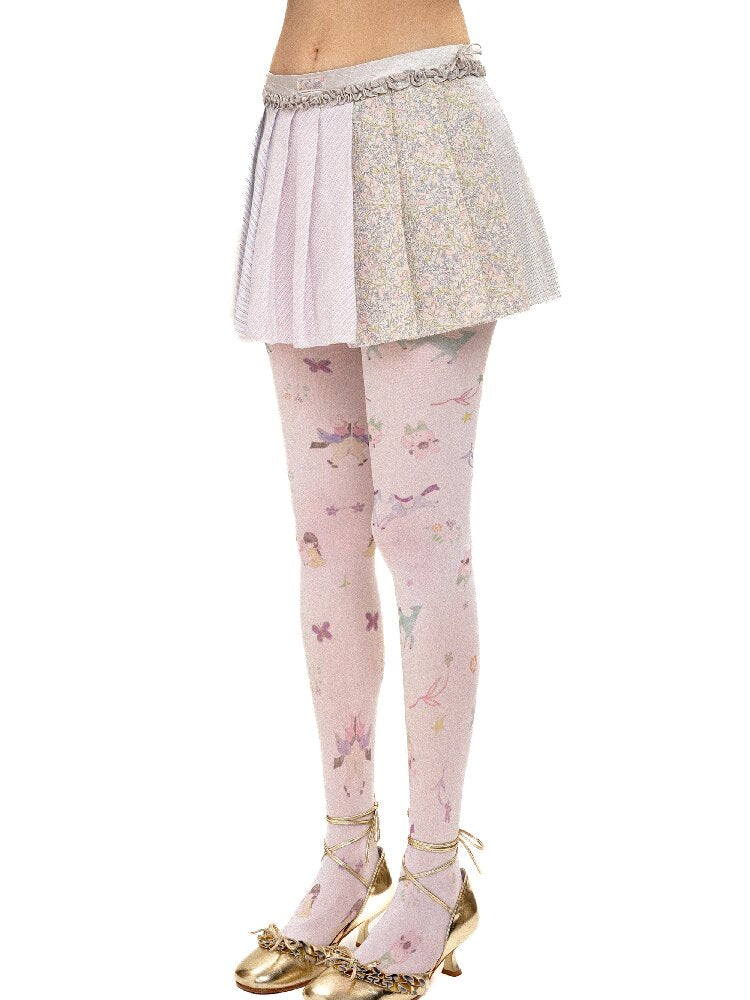 Floral Plaid Fungus Pleated Skirt【s0000016441】