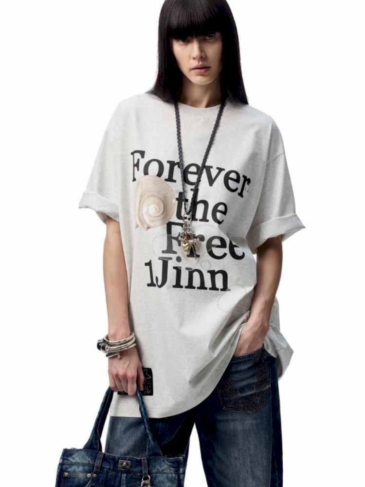 Floral letter print oversize big t-shirt【s0000012400】