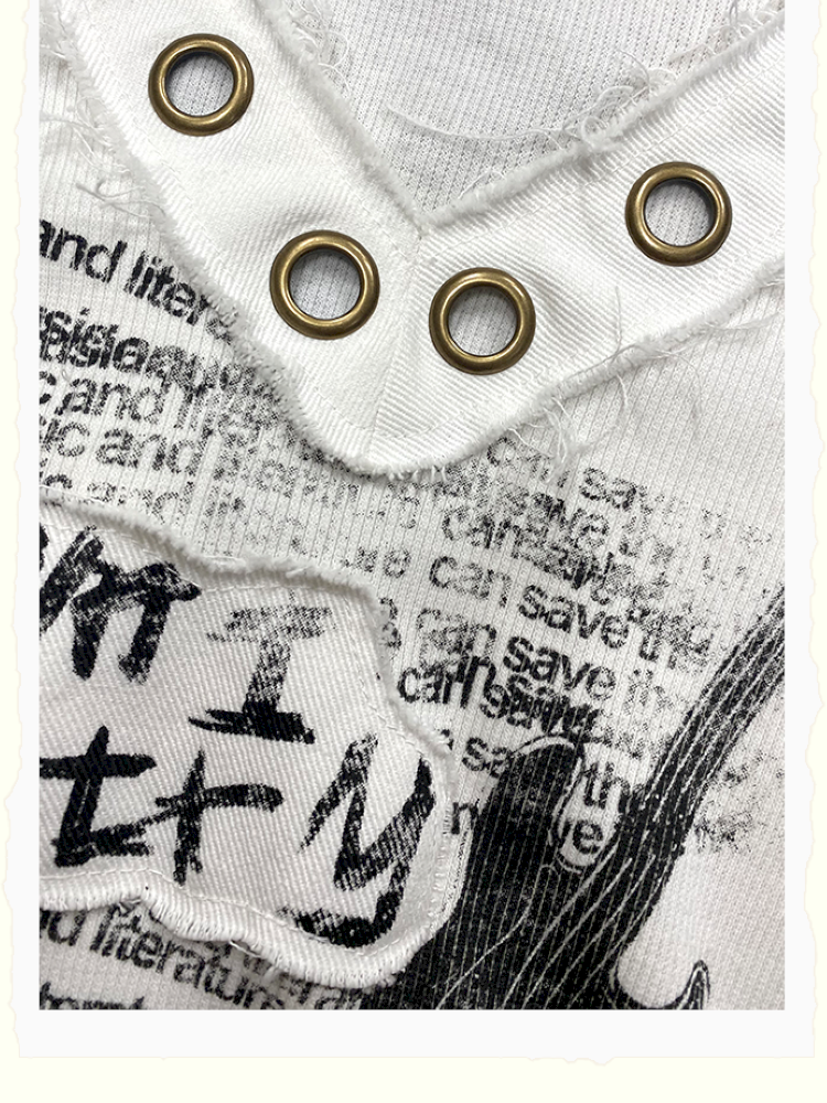 V-Neck Guitar Print Short Sleeve T-Shirt【s0000012424】