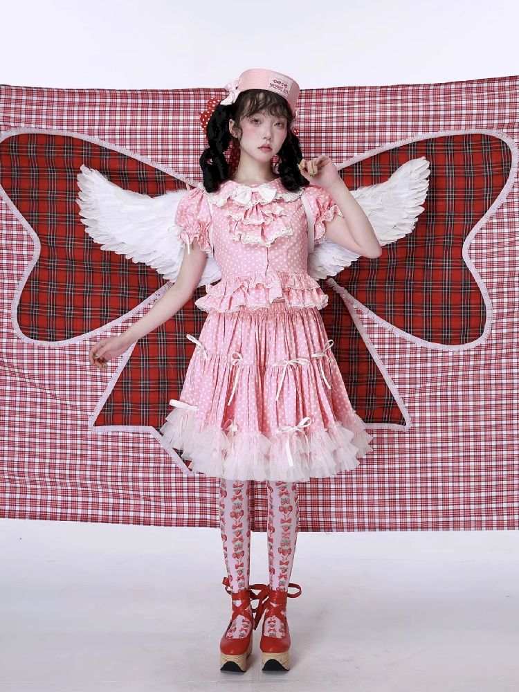 Polka Dot Short Sleeve Top【s0000012186】