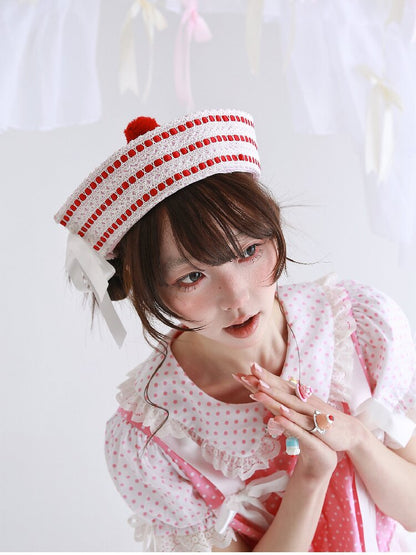 Pink Striped Navy Lolita Hat【s0000016557】
