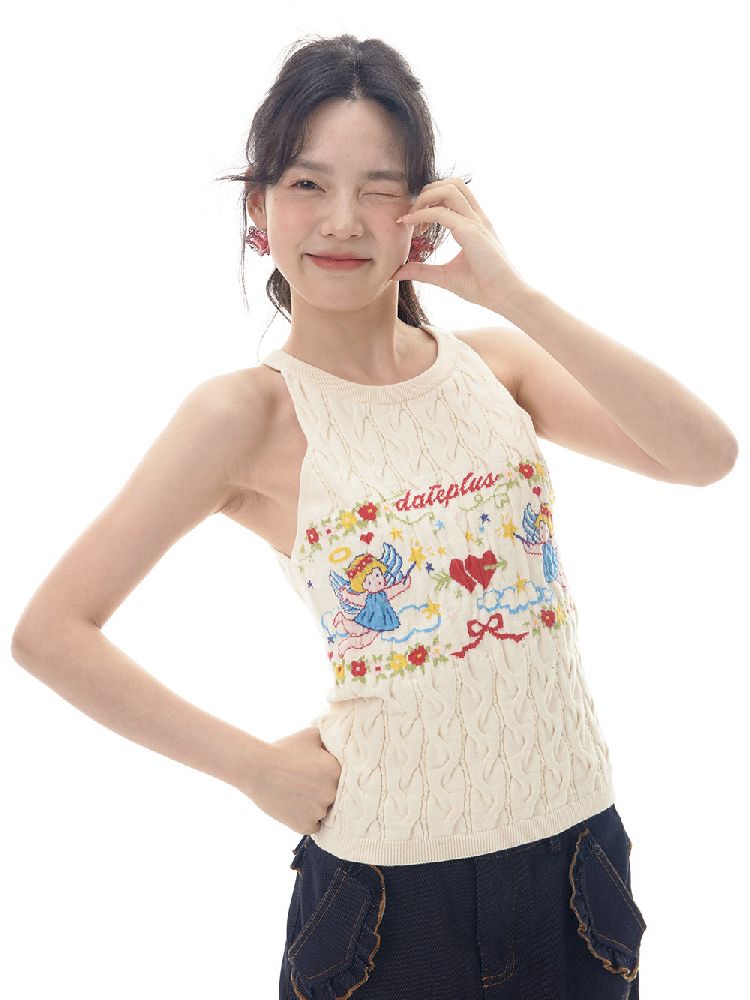 Angel Pattern Sleeveless Camisole Tank Top【s0000012007】