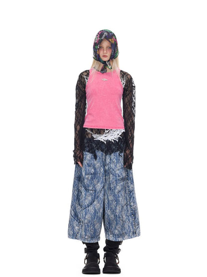 Cat digital mesh square scarf【s0000012972】