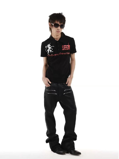 Metal Brush Wax Irregular Jeans【s0000018243】