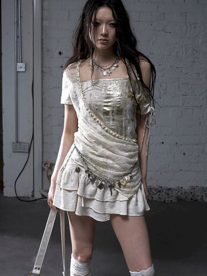 Patchwork two-way short-sleeved T-shirt【s0000012788】