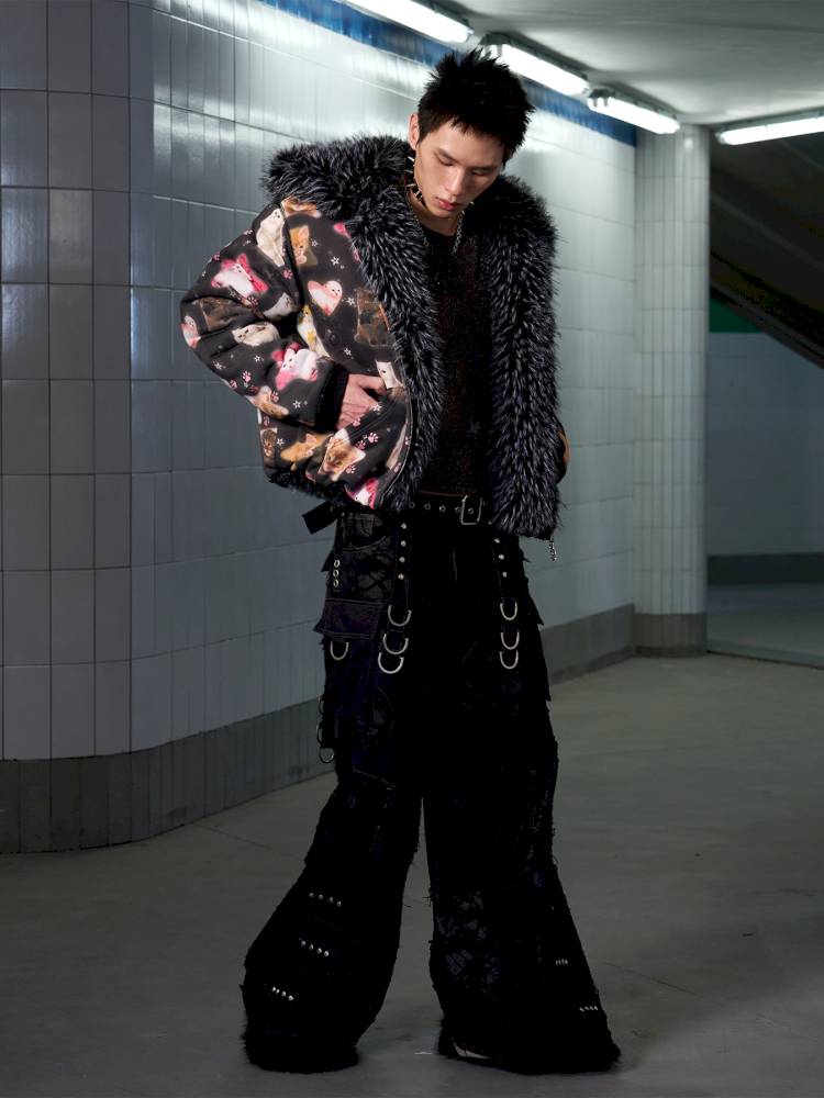 Cat Print Reversible Fleece Jacket【s0000014414】