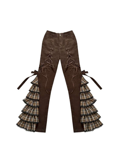 Plaid Strap Vintage Lace Slacks【s0000014832】