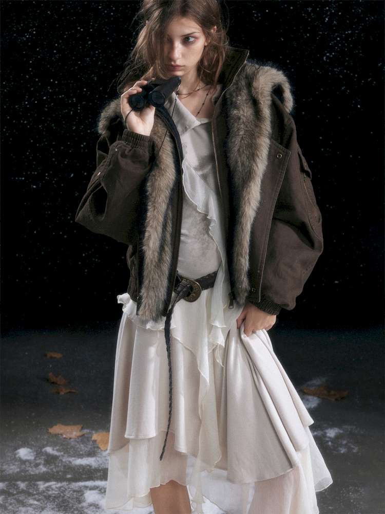 Vintage Distressed Flying Padded Jacket【s0000014673】