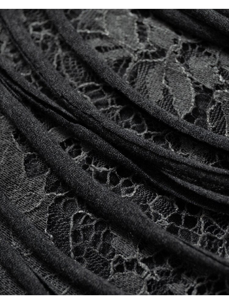 Patchwork Lace Fringe Slim T-Shirt【s0000016205】