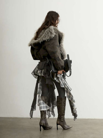Aviator Hooded Fur Short Jacket【s0000015189】