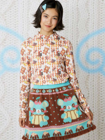 Cookie Print Waffle Base T-Shirt【s0000014856】