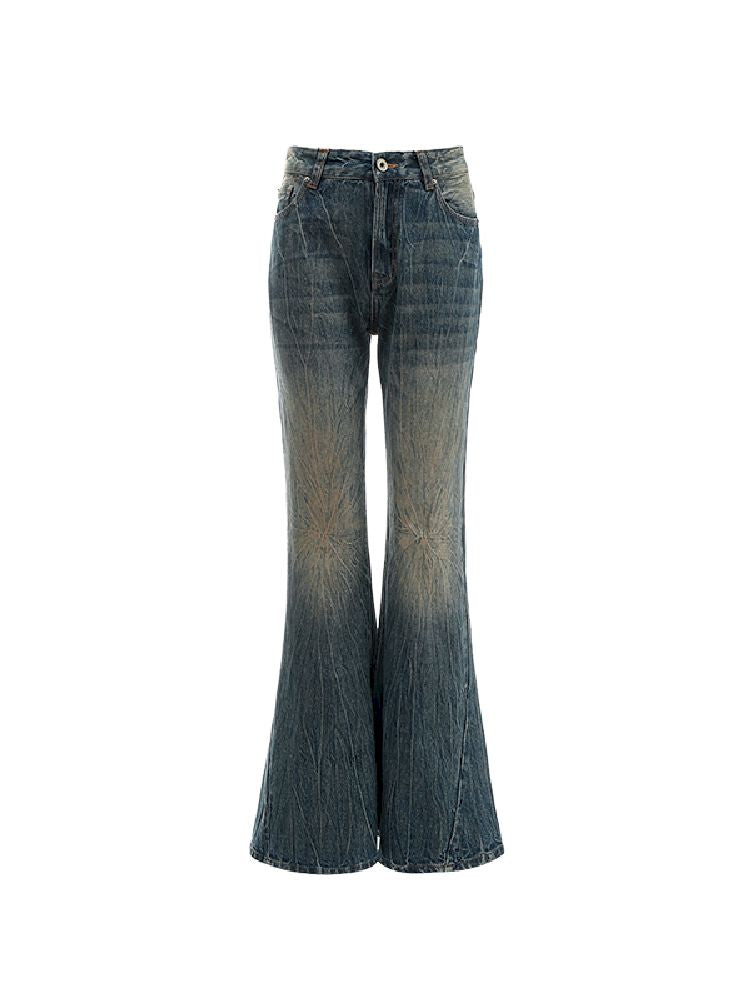 Low Waisted Denim Flared Pants【s0000010642】