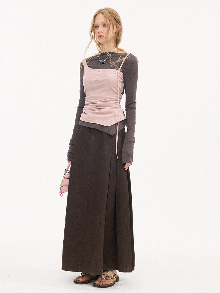 Tencel Wool Faux Two Piece Top【s0000015899】