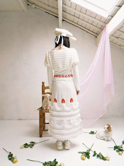 Draped Collar Bow Knitted Two-Piece Top【s0000014938】