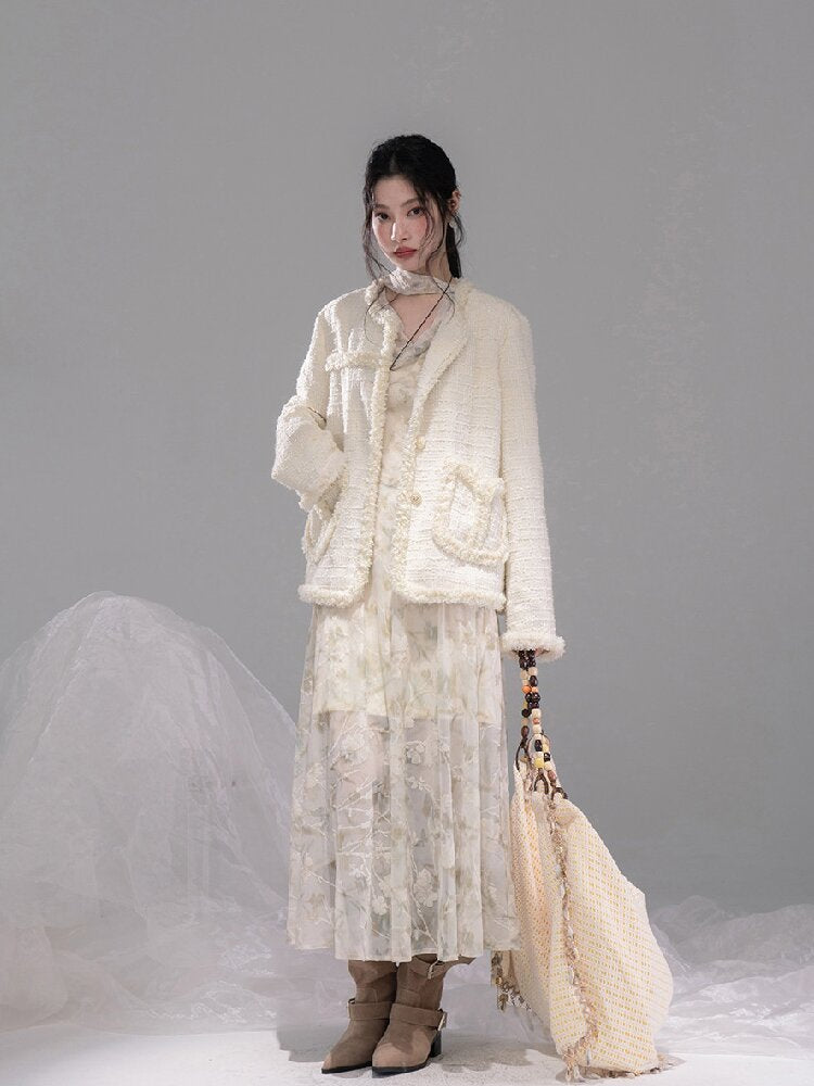 Broken Apricot White Wool Jacket【s0000015735】