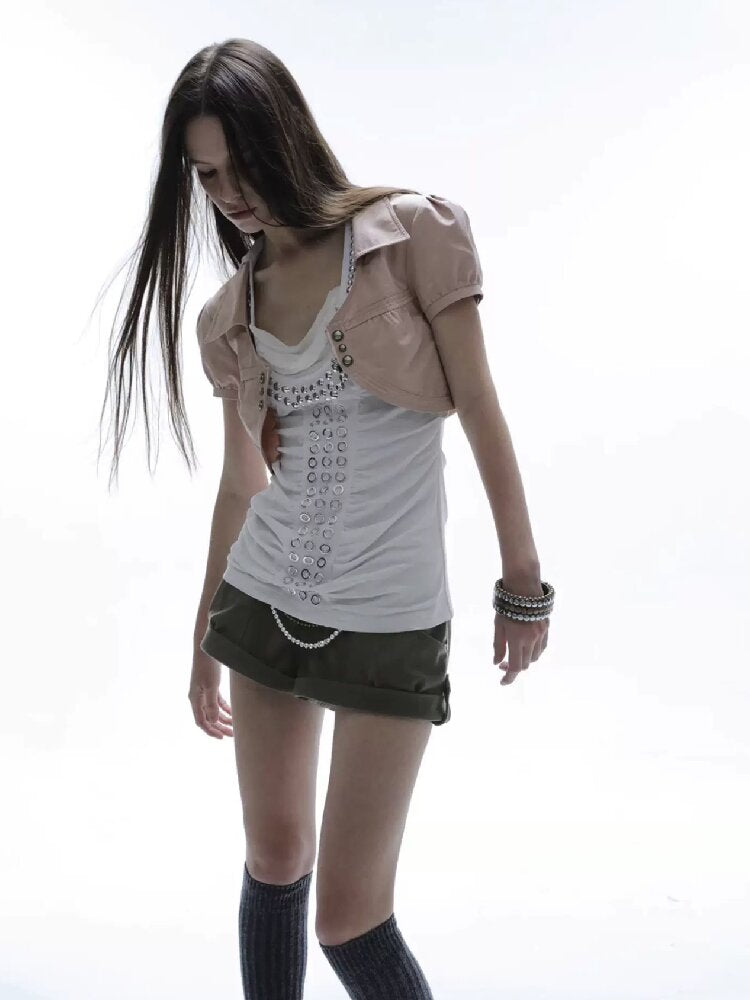 V-Neck Buckle Satin Shirt Jacket【s0000016570】