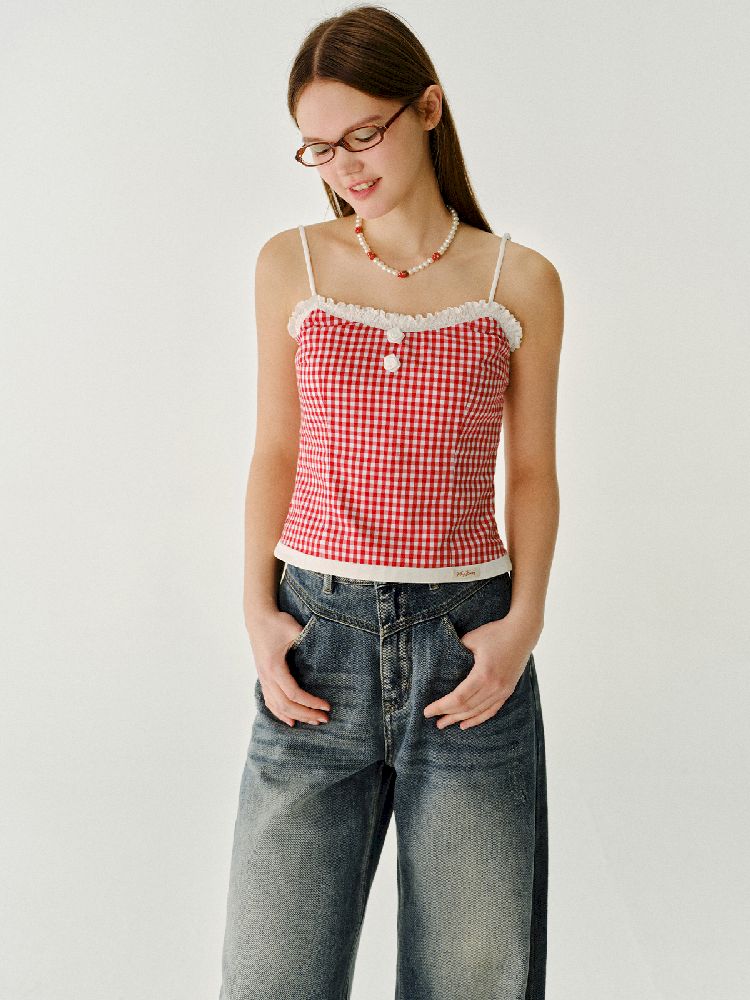 Checkered Flower Small Suspenders【s0000011990】