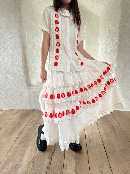 Plaid Lace Bow Short Sleeve Shirt【s0000018541】