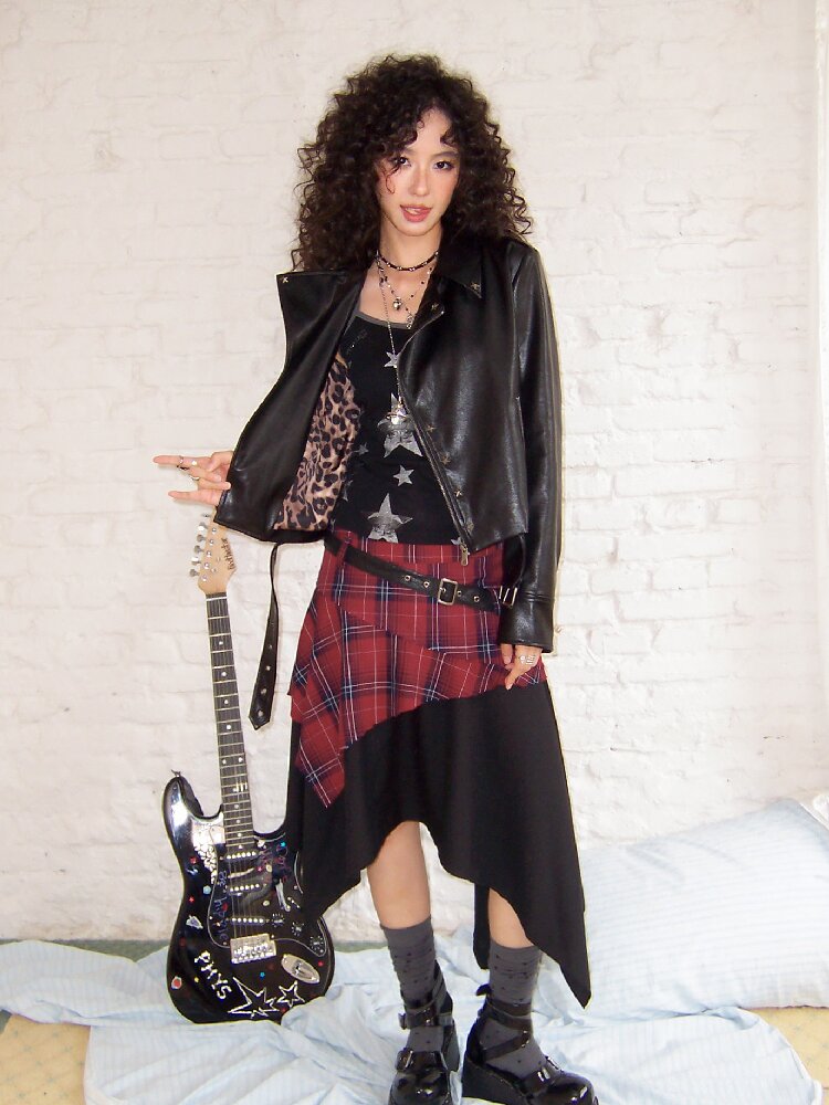 Sleek Rock Star Leather Jacket【s0000017903】