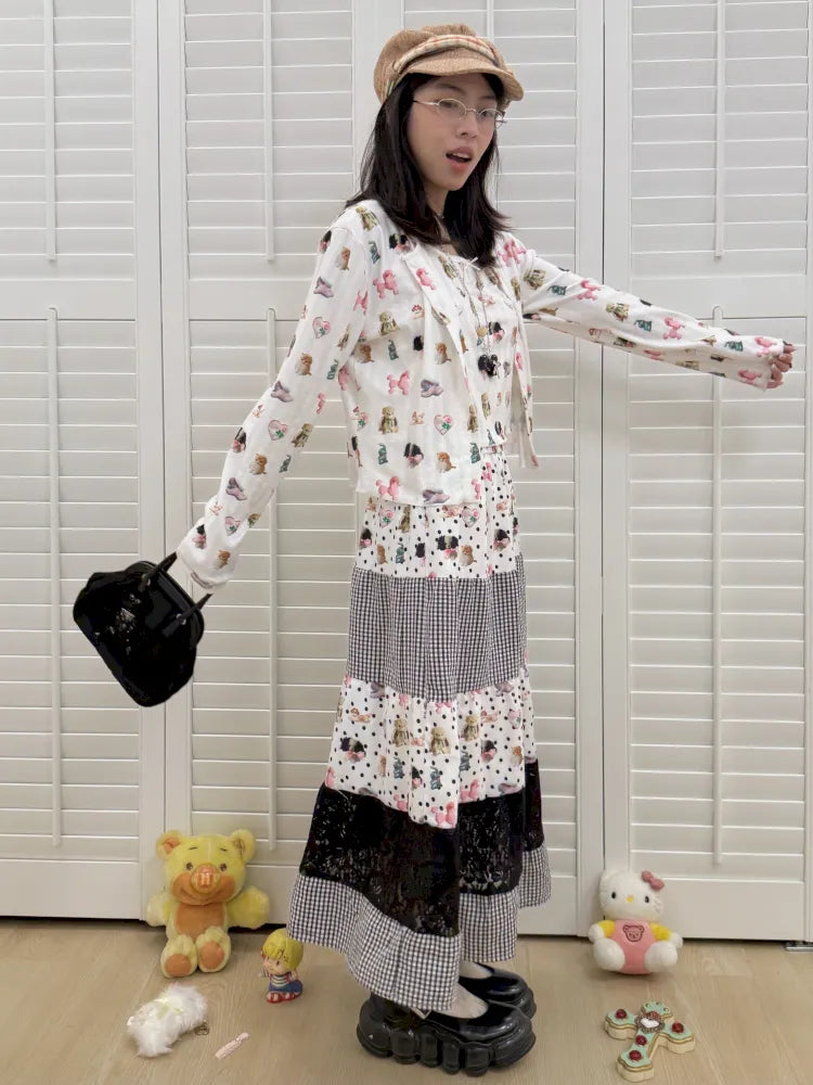 Long-Sleeve Printed Cardigan Top【s0000013973】