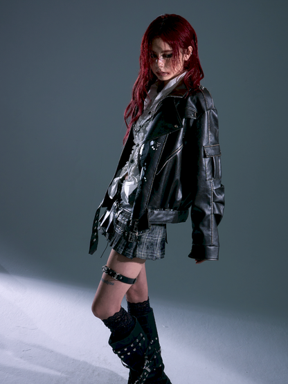 Distressed Print Oversized Wrap Coat【s0000013910】