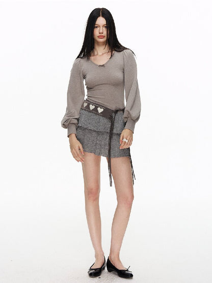 Lantern Patchwork Knitted Skirt【s0000015882】
