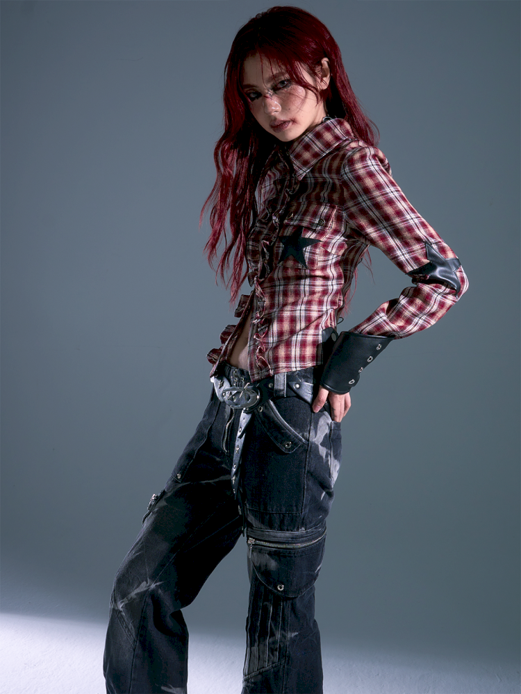 Plaid Slim long-sleeved shirt【s0000013695】