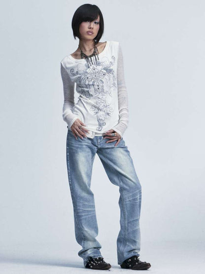 Two Tone Stretch Cross Rivet Top【s0000015010】