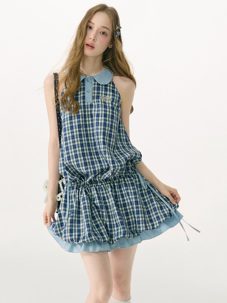 Summer Plaid Doll Collar Dress Girl【s0000017149】