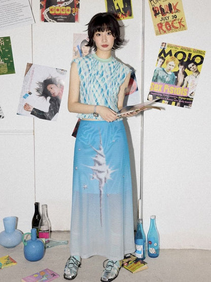 Gradient mesh half-skirt【s0000012300】