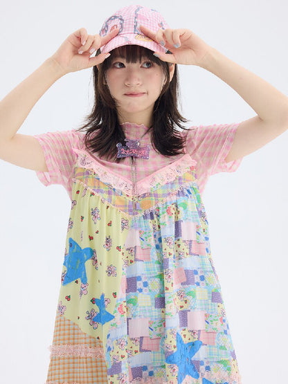 Floral Patchwork Star Lace Dress【s0000017699】