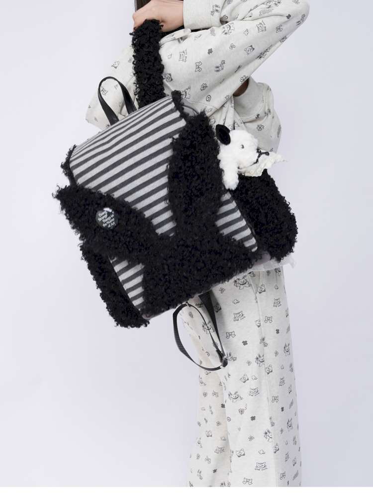 Rabbit Ears Fur Computer School Bag【s0000014615】