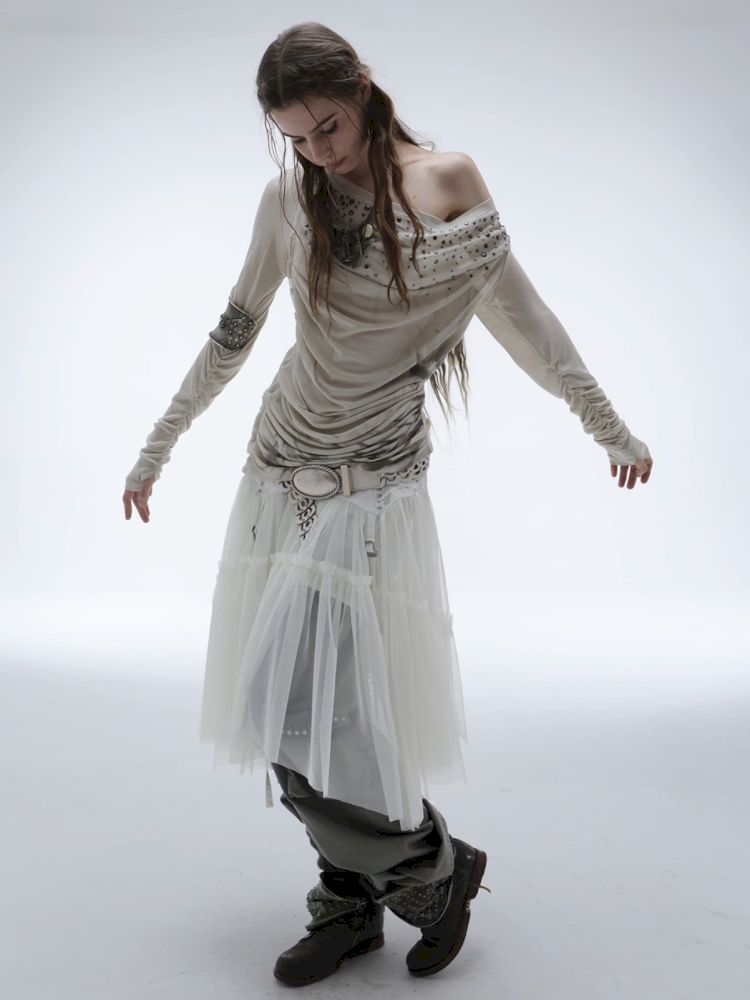 Original Textured Sheer Chiffon Blouse【s0000013908】