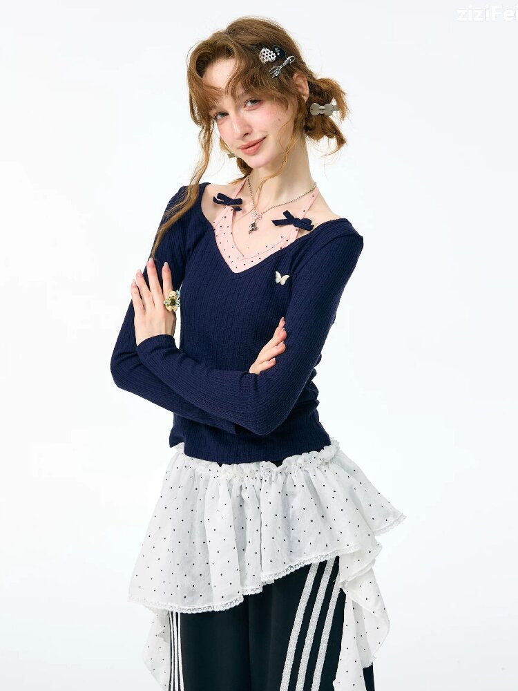 Polka Dot Halter Neck Top【s0000017879】