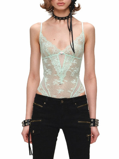 Lace Mesh Patchwork Bodysuit Blouse【s0000016908】