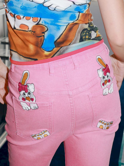 Pink Lace Flared Pants【s0000013342】