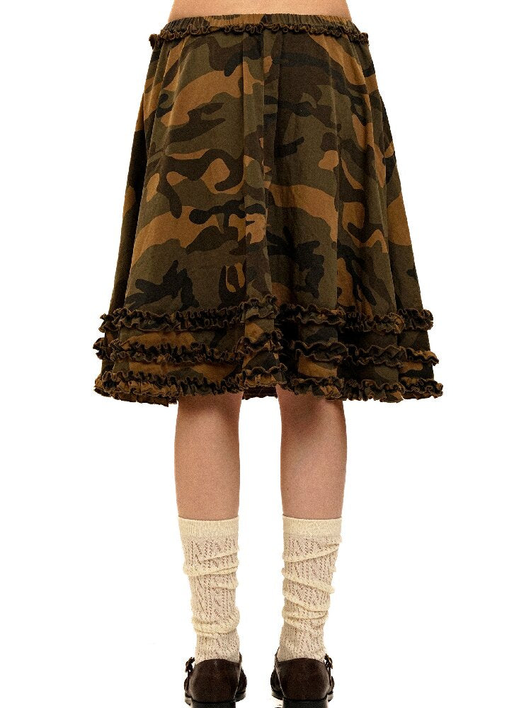Camo Multi Layer Lace A Line Skirt【s0000017913】