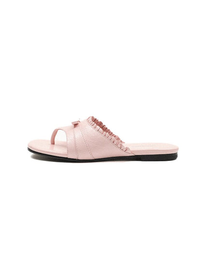 Top Grain Cowhide Ruffled Flip Flop【s0000017441】